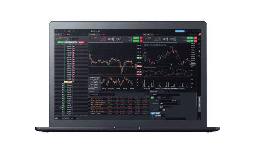 Tradovate platform on laptop